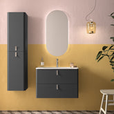 Mueble de baño UNIIQ 800 ANTRACITA MATE Lavabo Tiradores CROMO - BañoClick